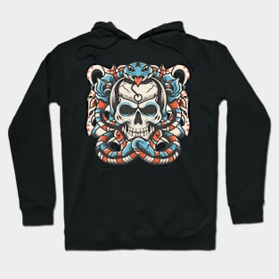 Traditional Skeleton Serpent Tattoo Hoodie